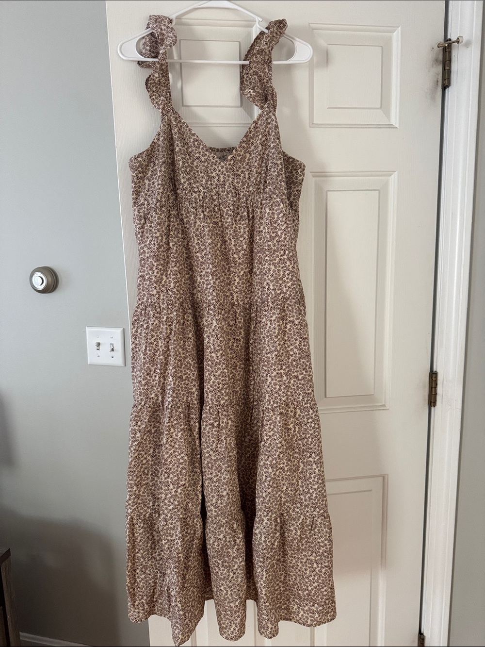 Universal Thread Brown Floral Ruffle Strap Maxi Dress